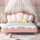 Scalloped footboard in pastel finish, children's bed with mattress, bacchon ka bed, metal legs